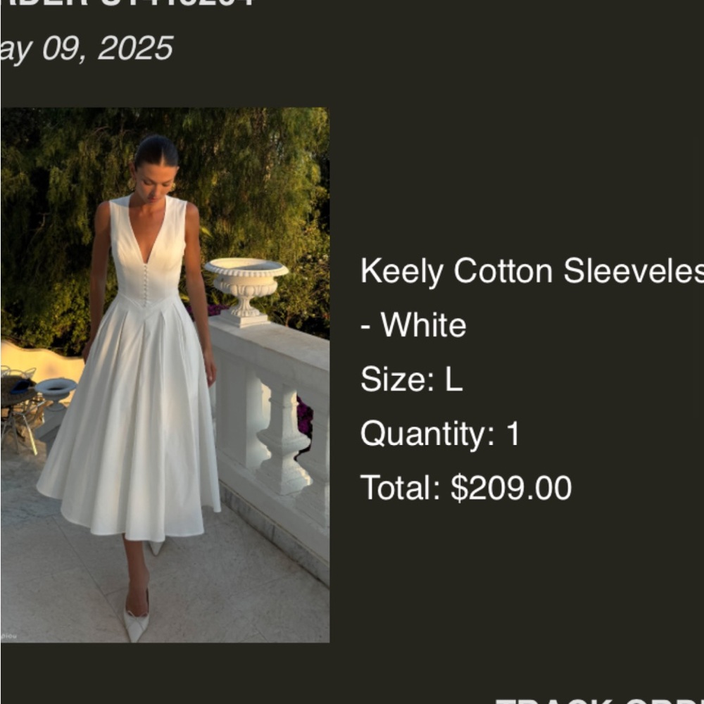 Meshki White Sleeveless Plunge A-Line Midi Dress